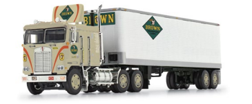 1/64 Kenworth K100 COE Flat top with airfoil & 40' vintage trailer Brown Transport Corp