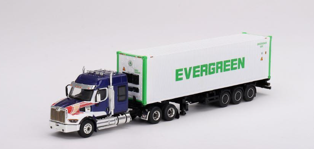 1/64 Western Star 49X Blue w/ 40ft Container "Evergreen"