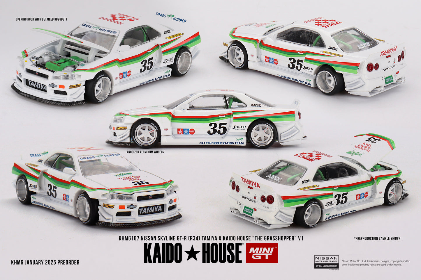 1/64 Nissan Skyline GT-R (R34) TAMIYA x KAIDO HOUSE "The GRASSHOPPER" V1