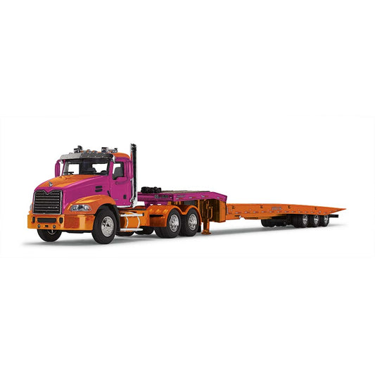1/64 Mack Pinnacle with Minimizer Parts & Talbert Traveling Axle trailer Mack orange/Fushia