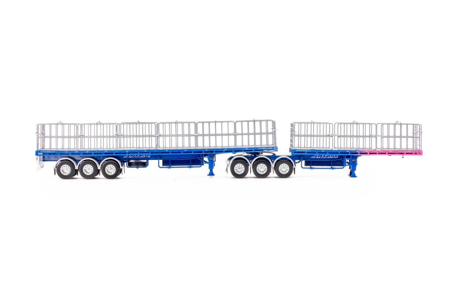 1/50 Freight Flat Top B-double Ross Transport Pink/Blue