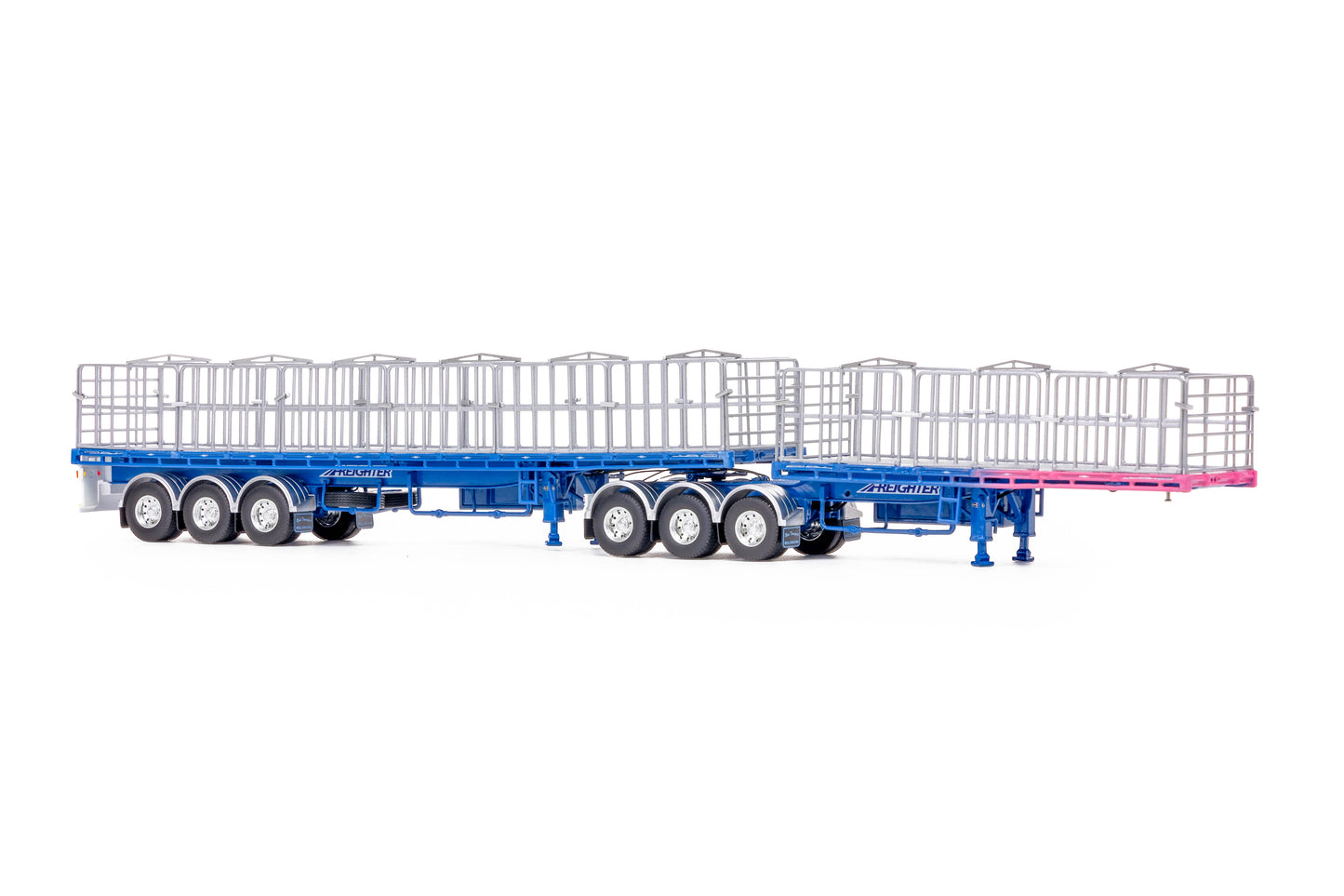 1/50 Freight Flat Top B-double Ross Transport Pink/Blue