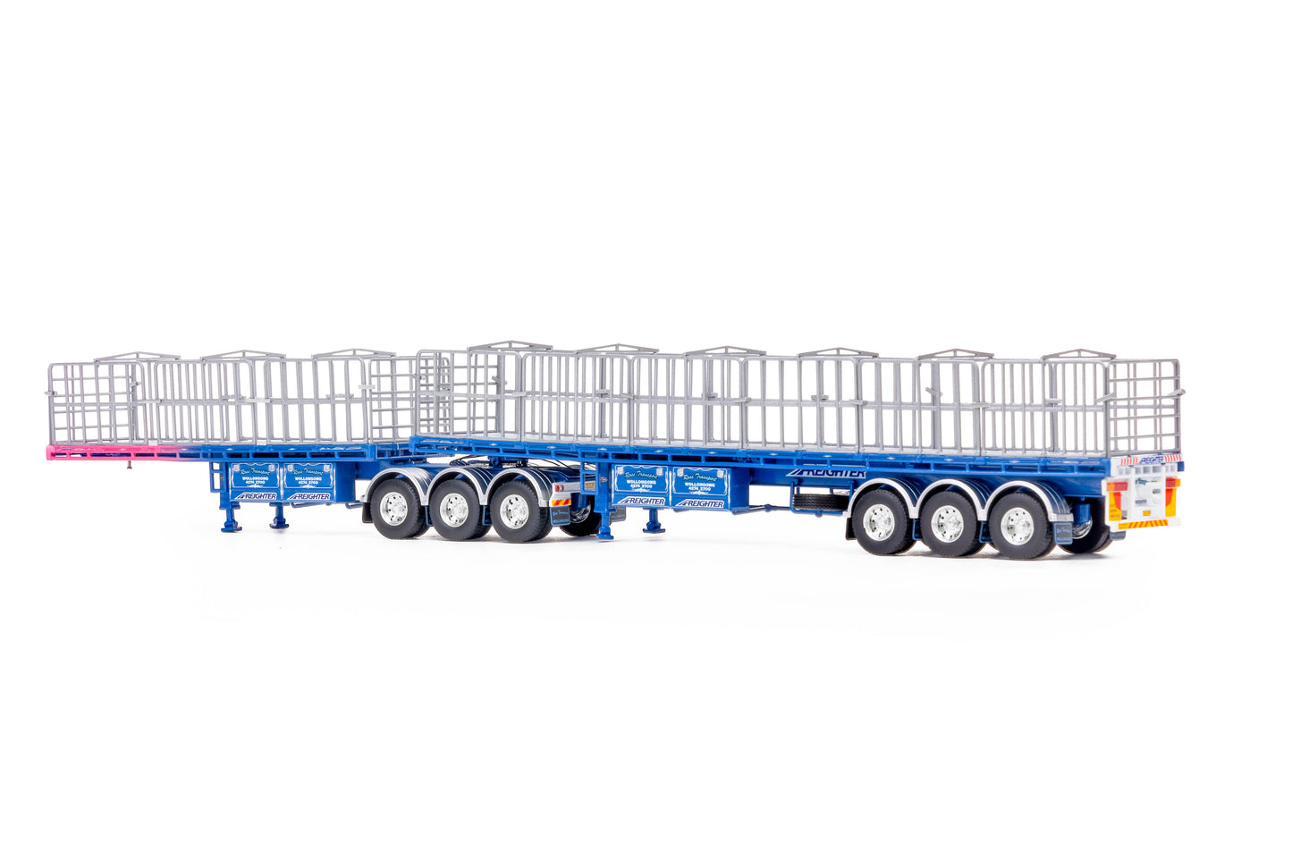 1/50 Freight Flat Top B-double Ross Transport Pink/Blue