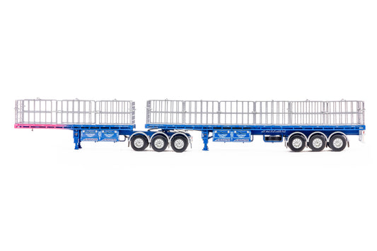 1/50 Freight Flat Top B-double Ross Transport Pink/Blue