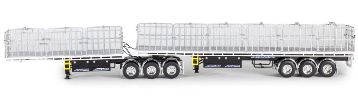 1/50 Freight Flat Top B-double White/Black