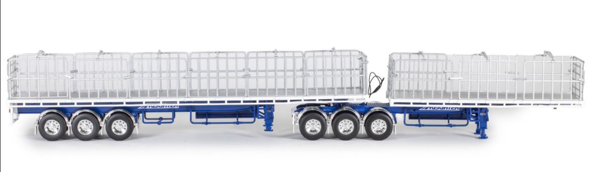 1/50 Freight Flat Top B-double White/Blue