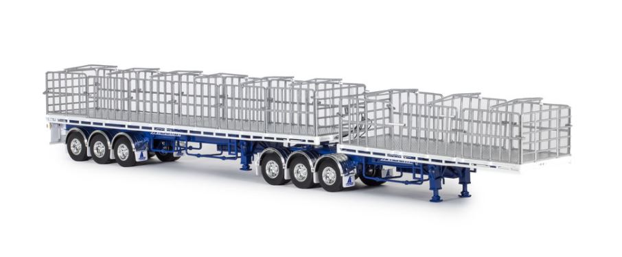 1/50 Freight Flat Top B-double White/Blue