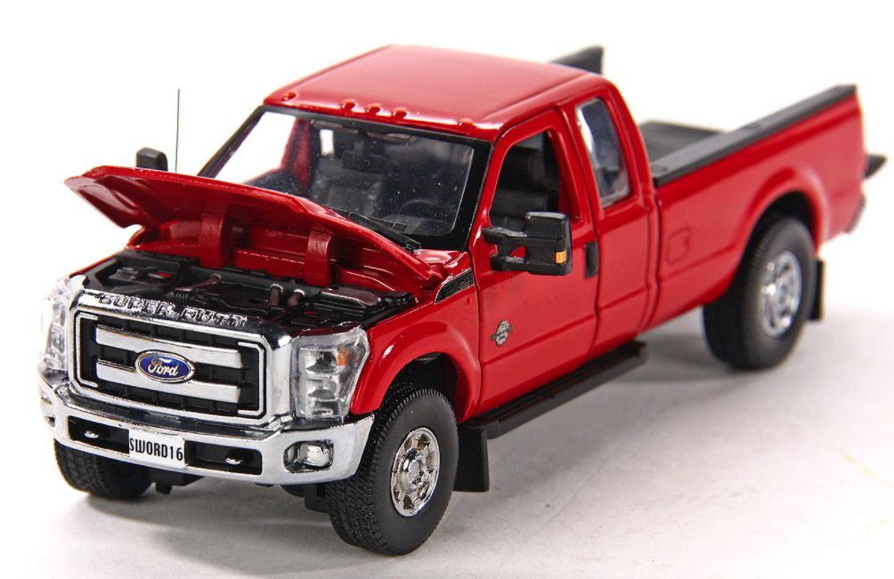 1/50 Ford F250 Pickup truck super cab - Red/Chrome