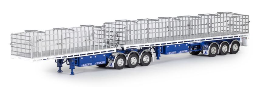 1/50 Freight Flat Top B-double White/Blue