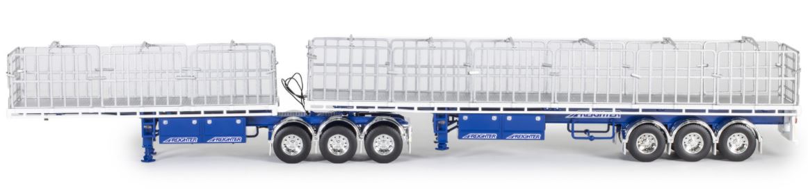 1/50 Freight Flat Top B-double White/Blue