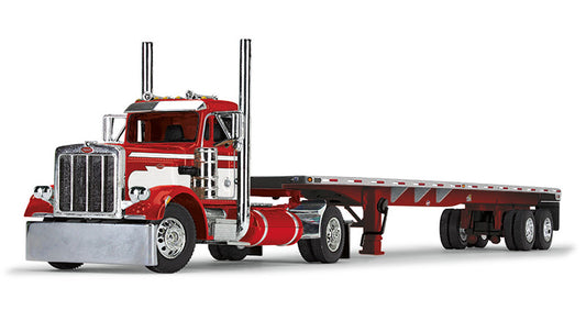 1/64  Peterbilt 359 with utility flatbed red / white