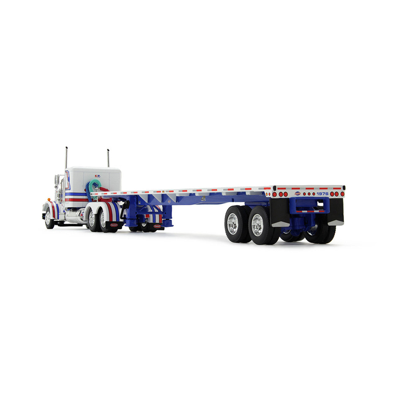 1/64 Bicentennial Patriot Peterbilt Model 359 with 36" Flat Top Sleeper & 48' Utility Flatbed Trailer