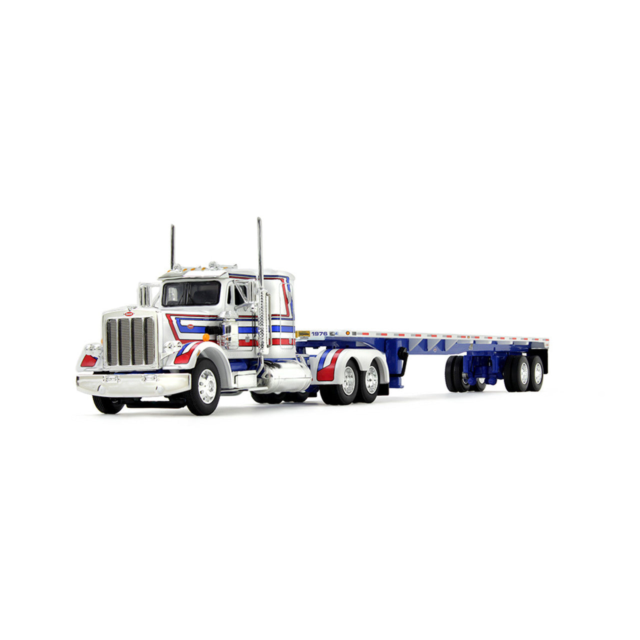 1/64 Bicentennial Patriot Peterbilt Model 359 with 36" Flat Top Sleeper & 48' Utility Flatbed Trailer