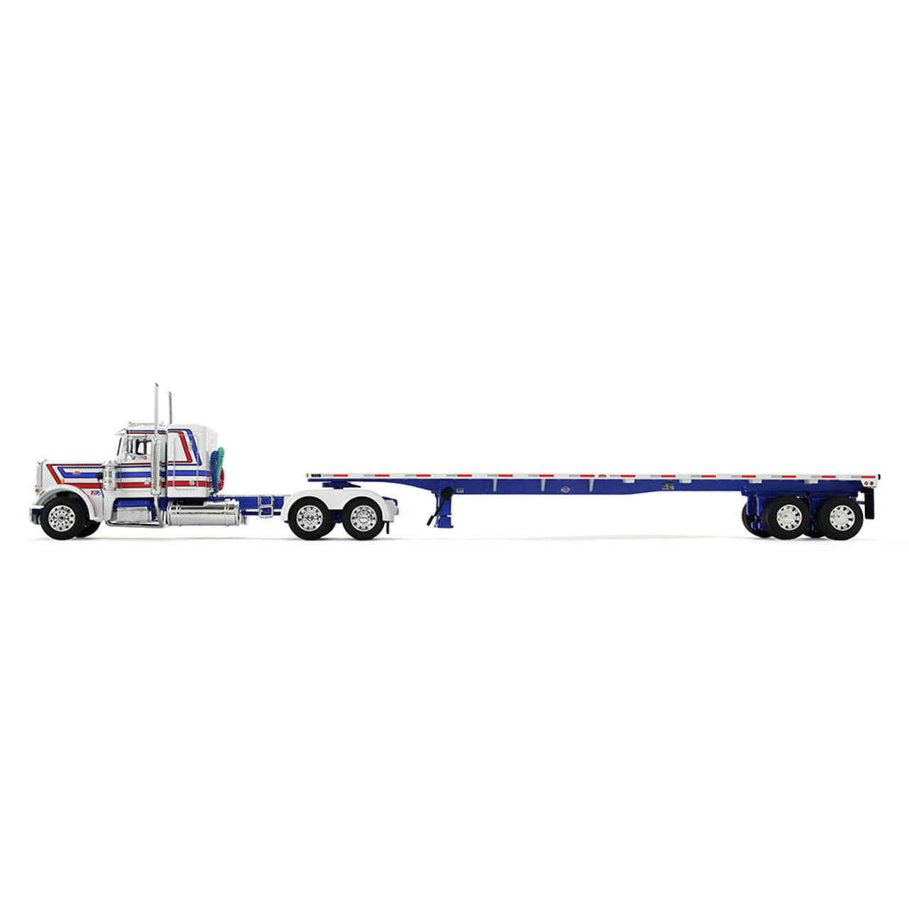 1/64 Bicentennial Patriot Peterbilt Model 359 with 36" Flat Top Sleeper & 48' Utility Flatbed Trailer