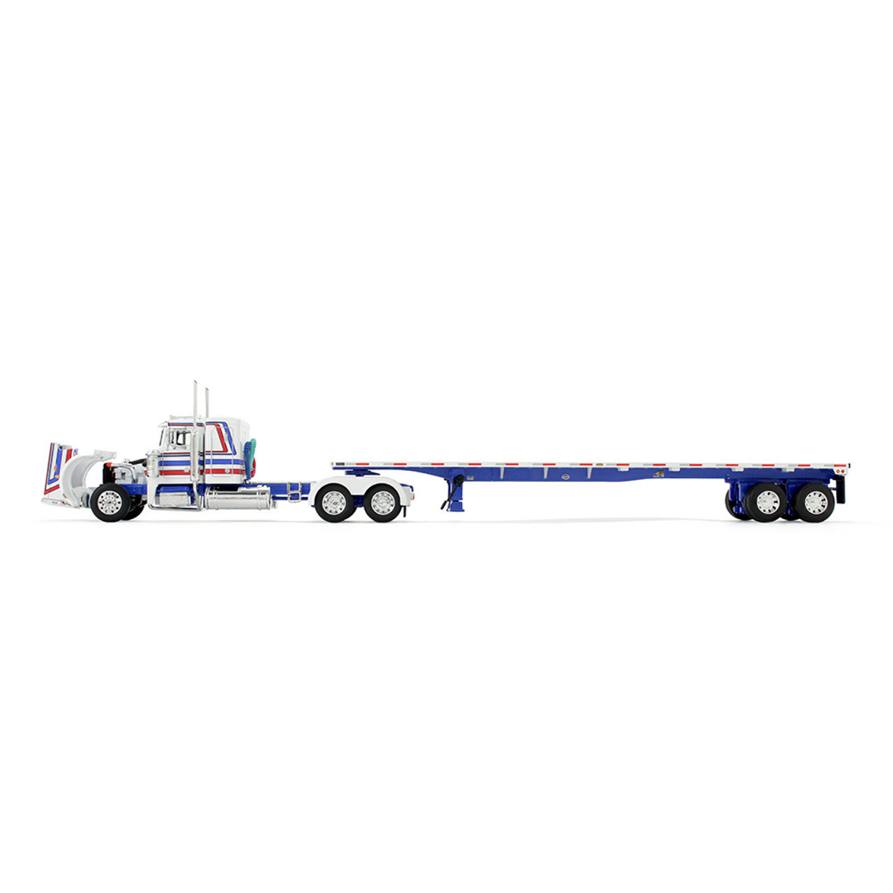 1/64 Bicentennial Patriot Peterbilt Model 359 with 36" Flat Top Sleeper & 48' Utility Flatbed Trailer