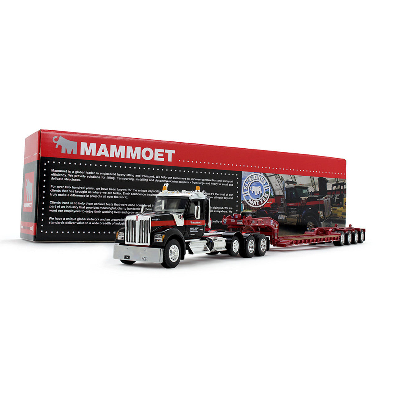 1/64 Kenworth® W990 Heavy Haul Day Cab & Fontaine® Magnitude™ Tri-Axle Lowboy Trailer with Flip Tail-  Mammoet