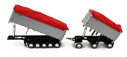 1/64 Viper Red/Silver Kenworth W900L Day Cab w/East Michigan Series 31' and 20' End Dump Trailers