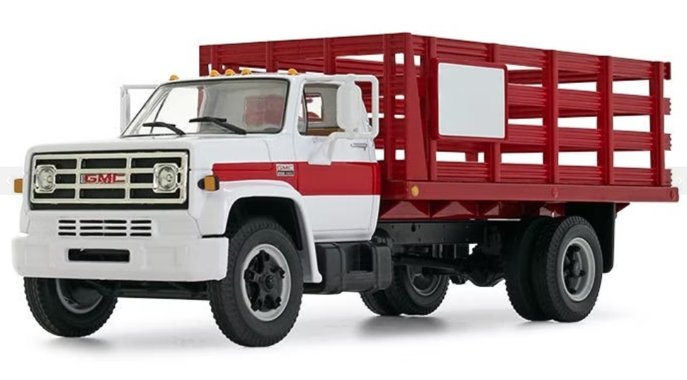 1/34 white/red 1970s GMS 6500 Stake Truck