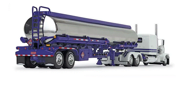 1/64 PMI Snow WhitePeterbilt 389 with 63" flat top sleeper & Heli Fuel tanker